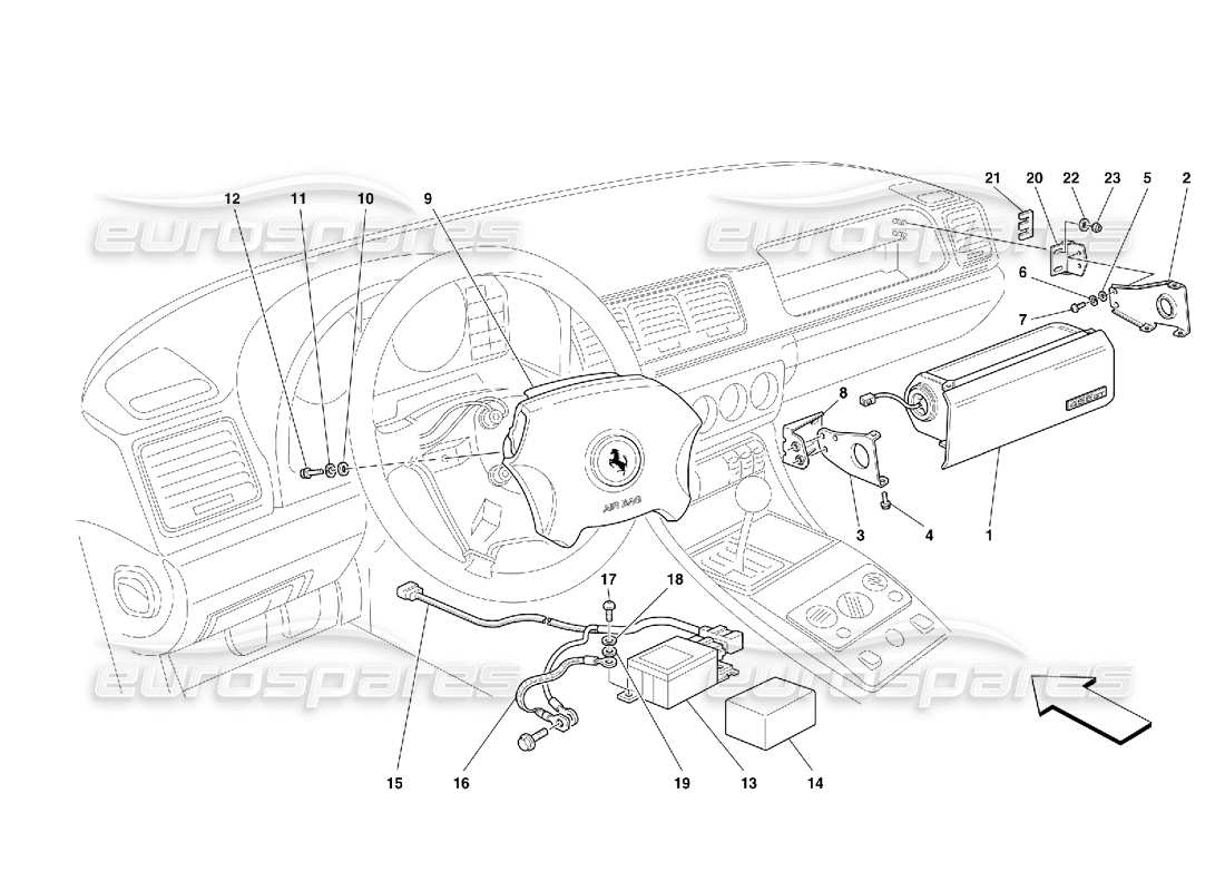 ferrari 456 gt/gta diagramma delle parti degli airbag