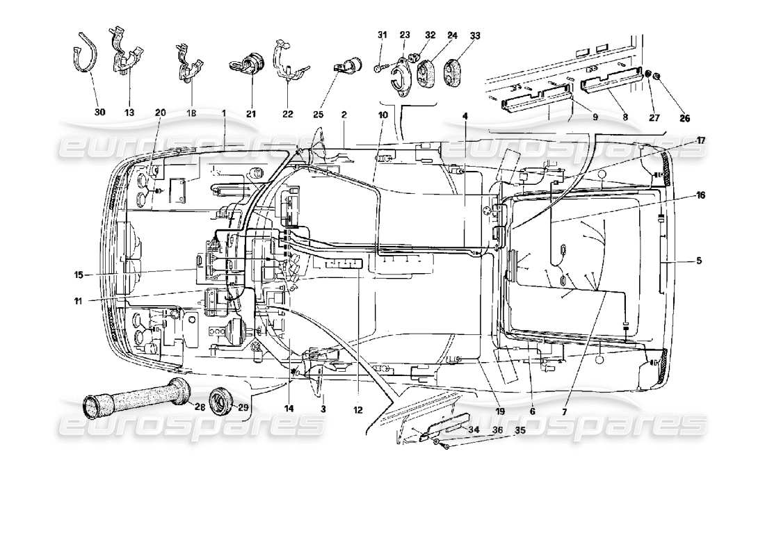 ferrari 512 tr schema delle parti del sistema elettrico