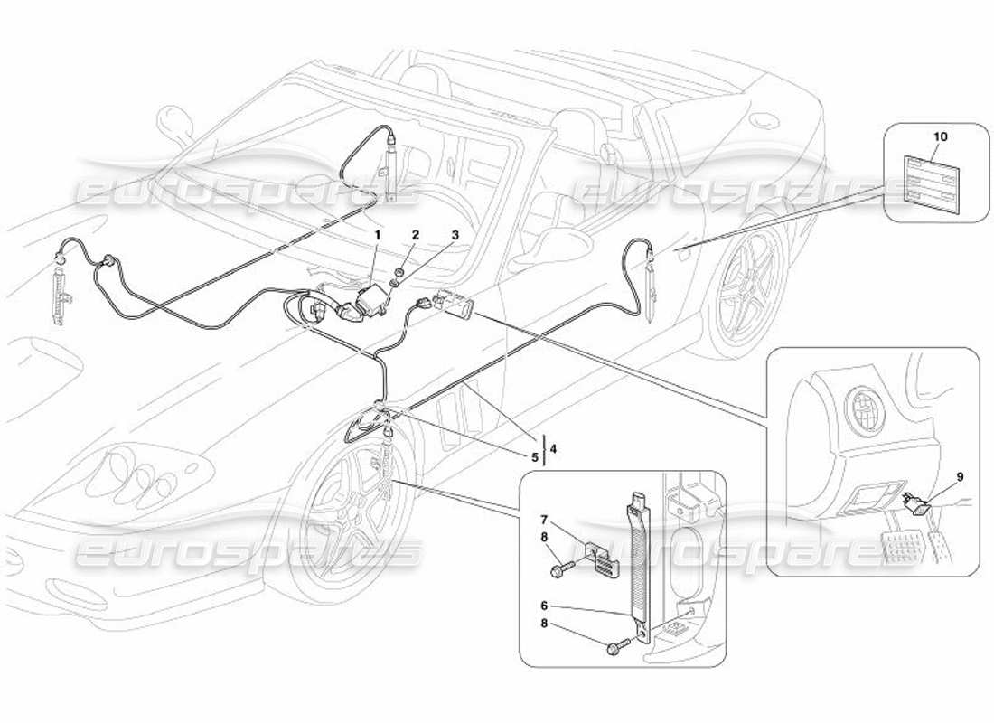 ferrari 575 superamerica sistema di controllo della pressione dei pneumatici -non per j- schema delle parti