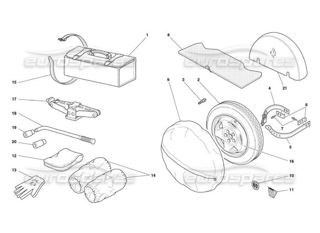 ferrari 575 superamerica ruota di scorta e accessori diagramma delle parti