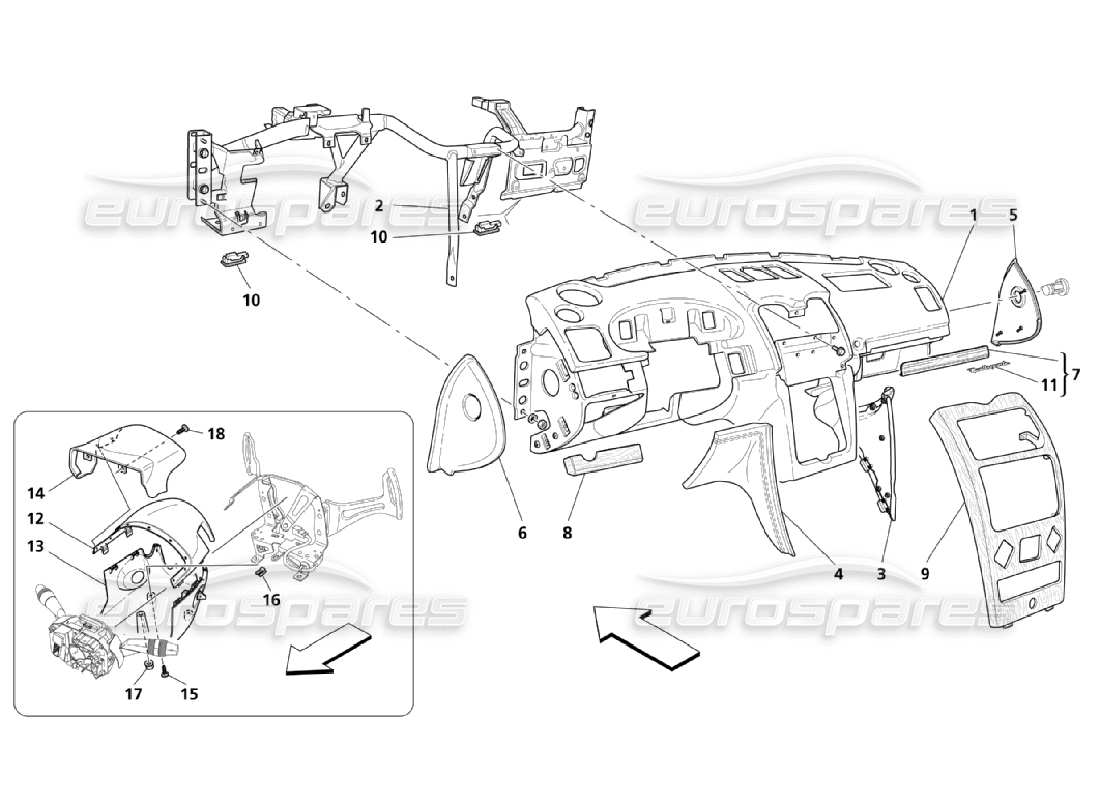 maserati qtp. (2006) 4.2 montaggio cruscotto diagramma delle parti