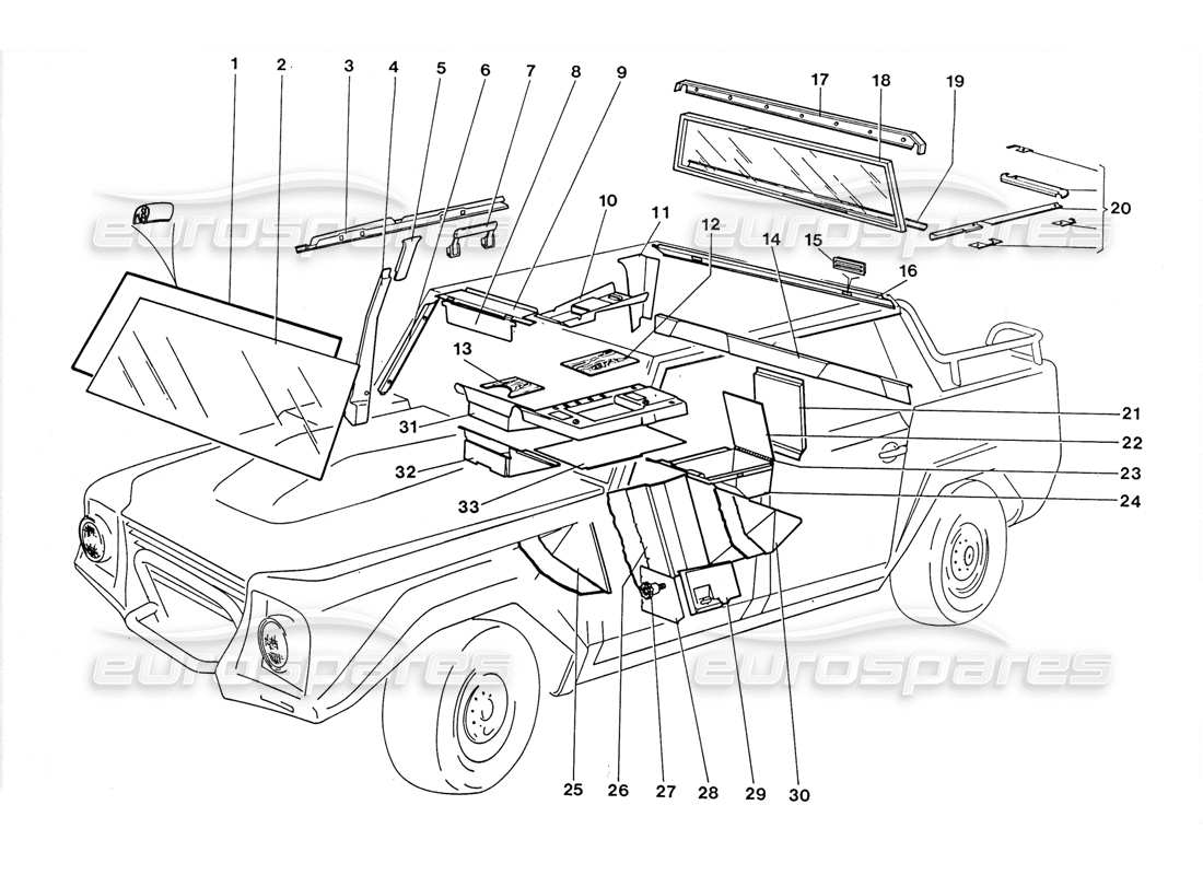 lamborghini lm002 (1988) diagramma delle parti degli elementi interni