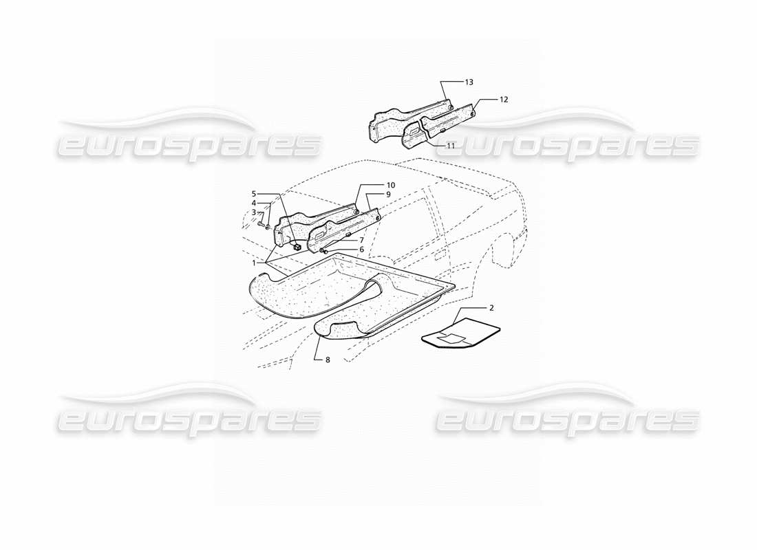 maserati ghibli 2.8 (abs) moquette dell'abitacolo diagramma delle parti