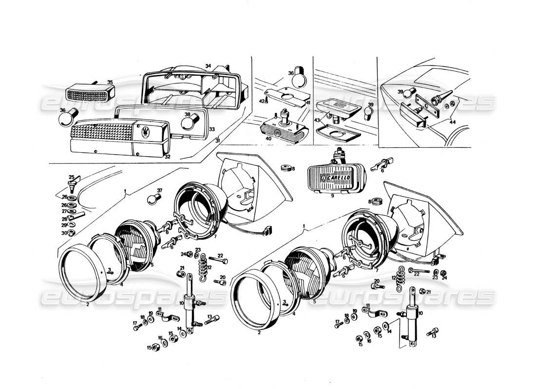 maserati bora diagramma delle parti delle luci