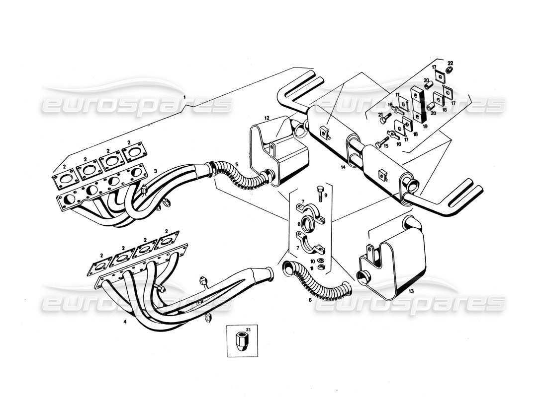 maserati bora diagramma delle parti dei tubi di scarico