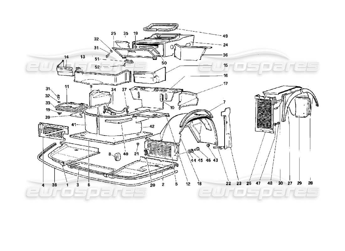 ferrari 512 tr corpo - componenti interni diagramma delle parti