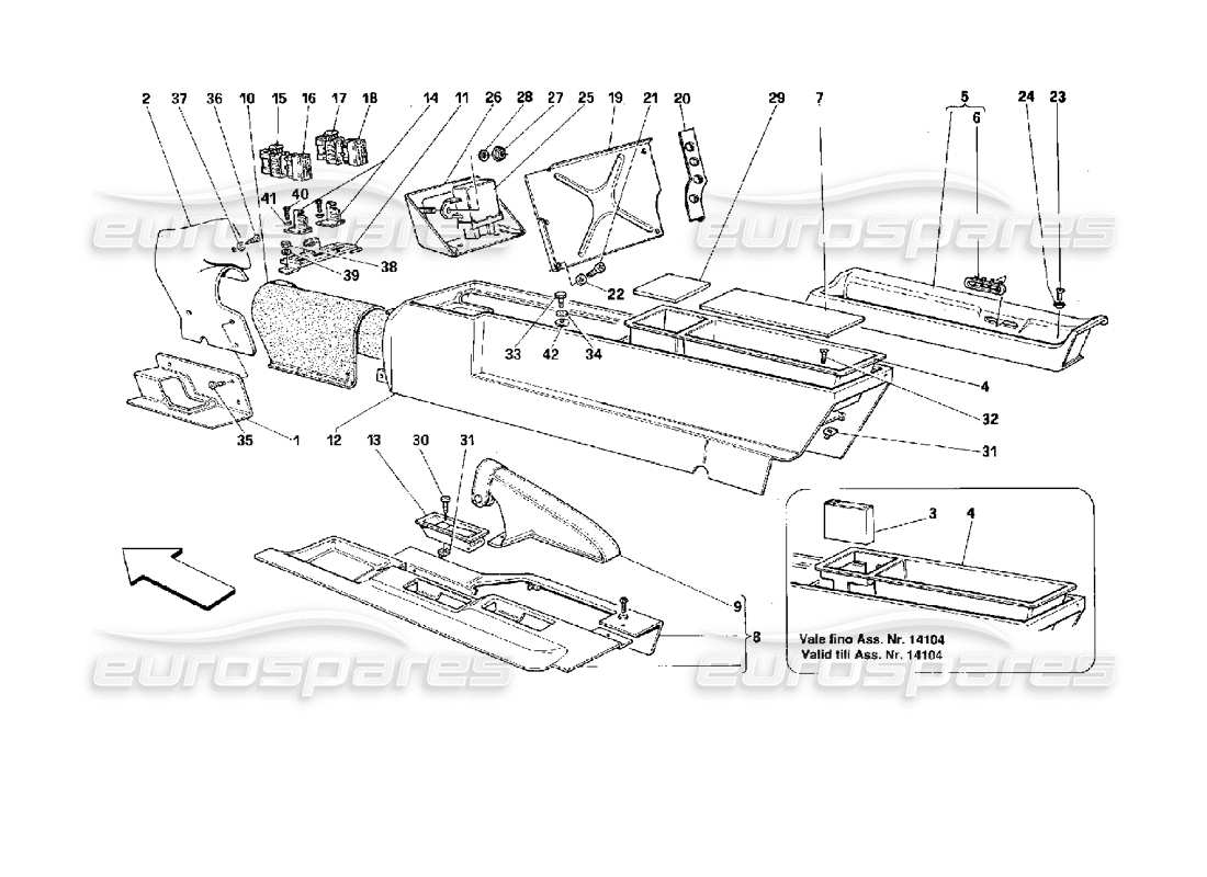 ferrari 512 tr tunnel centrale -non per gli usa- diagramma delle parti