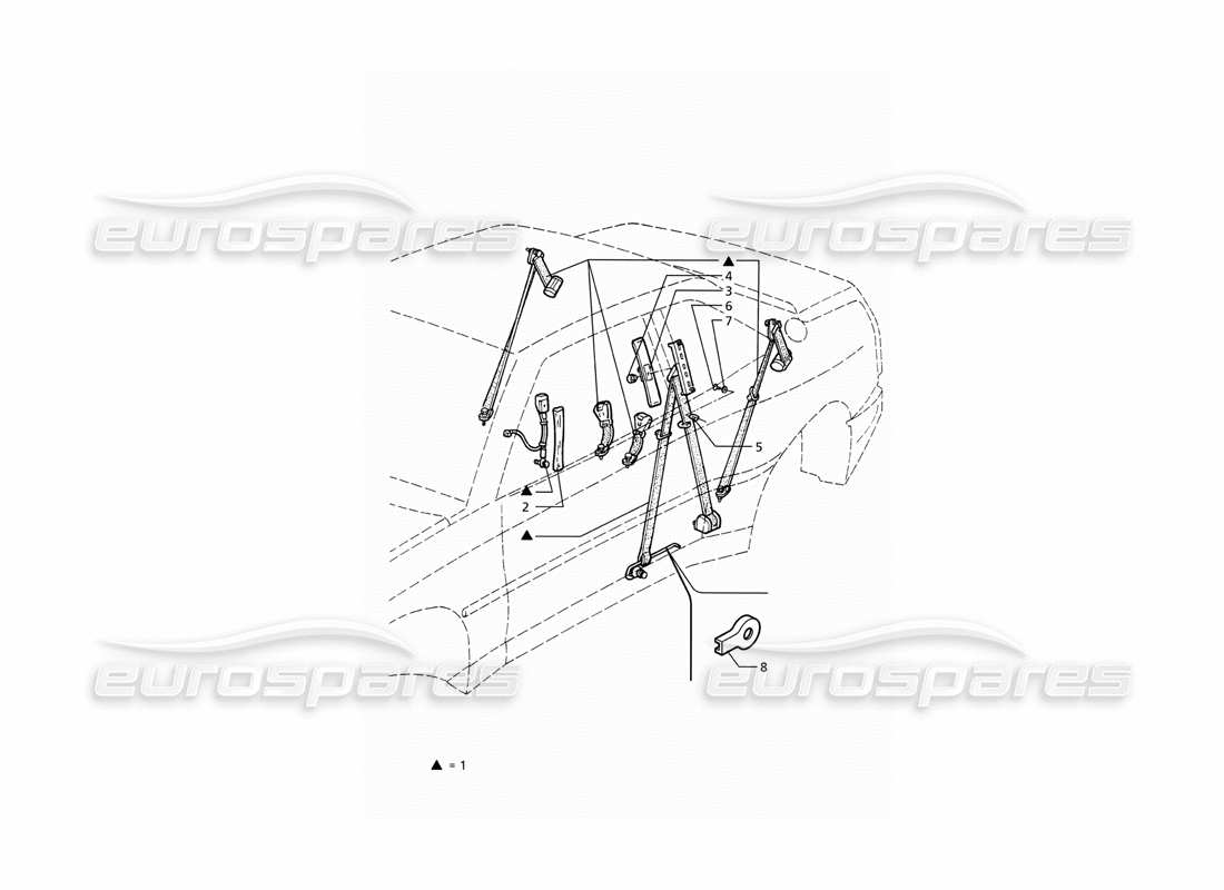 maserati ghibli 2.8 (abs) cinture di sicurezza diagramma delle parti