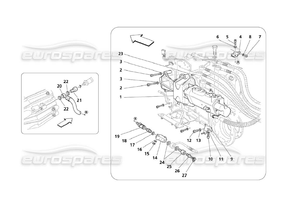 maserati qtp. (2006) 4.2 comandi idraulici per il diagramma delle parti del cambio f1