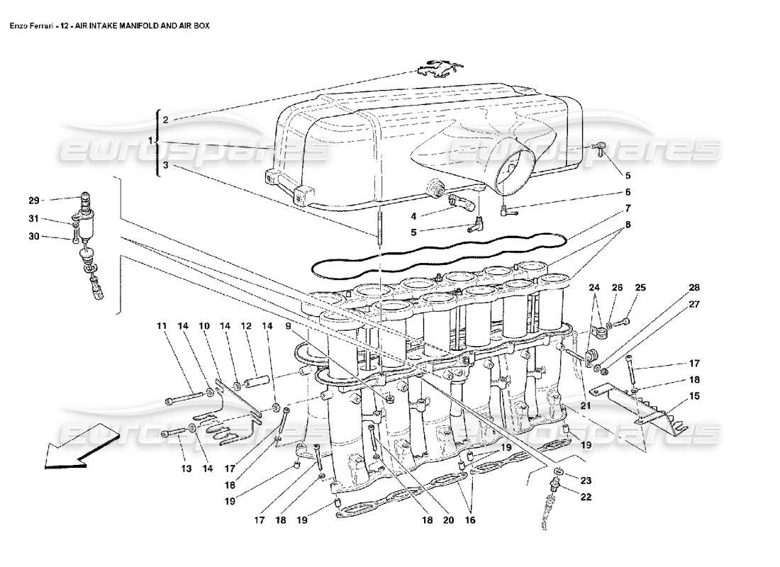 ferrari enzo collettore aspirazione aria e air box diagramma delle parti