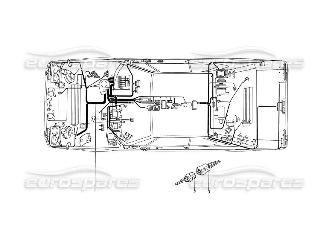 ferrari 208 gt4 dino (1975) schema delle parti elettriche della carrozzeria