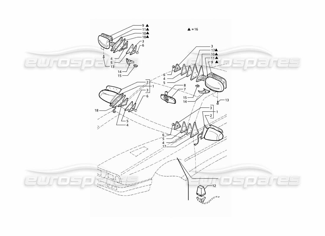 maserati ghibli 2.8 (abs) specchietti retrovisori diagramma delle parti