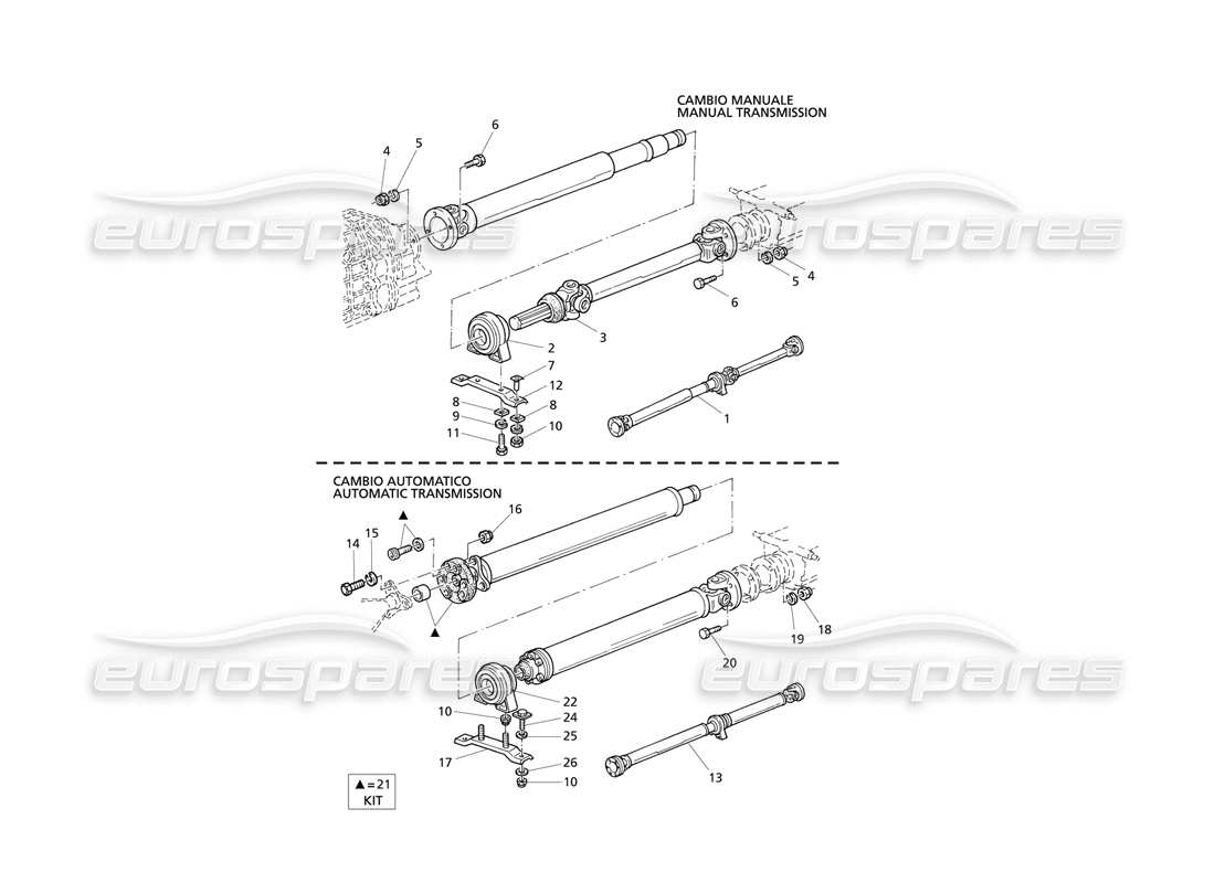 maserati qtp v8 evoluzione albero dell'elica e supporto diagramma delle parti