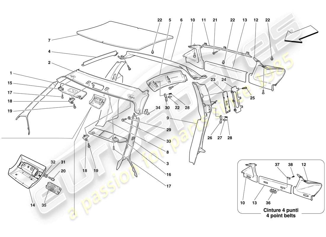 uno schema delle parti dal catalogo delle parti della Scuderia (Europa) Ferrari F430