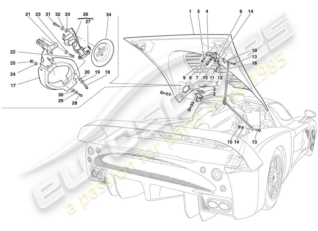 un diagramma delle parti dal catalogo delle parti maserati mc12