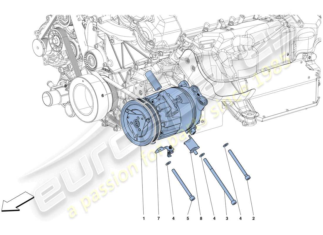 un diagramma delle parti dal catalogo delle parti Ferrari 812 Superfast (Europa).