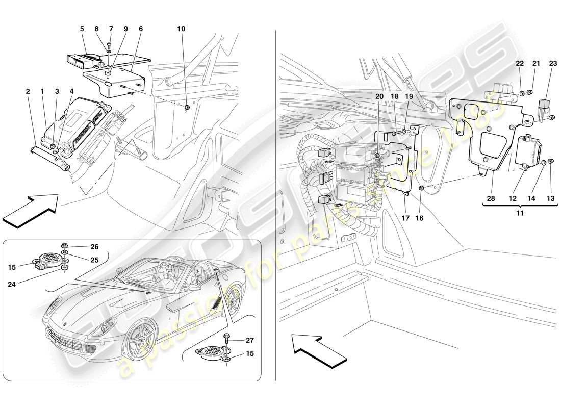 un diagramma delle parti dal catalogo delle parti Ferrari 599 SA Aperta (RHD).