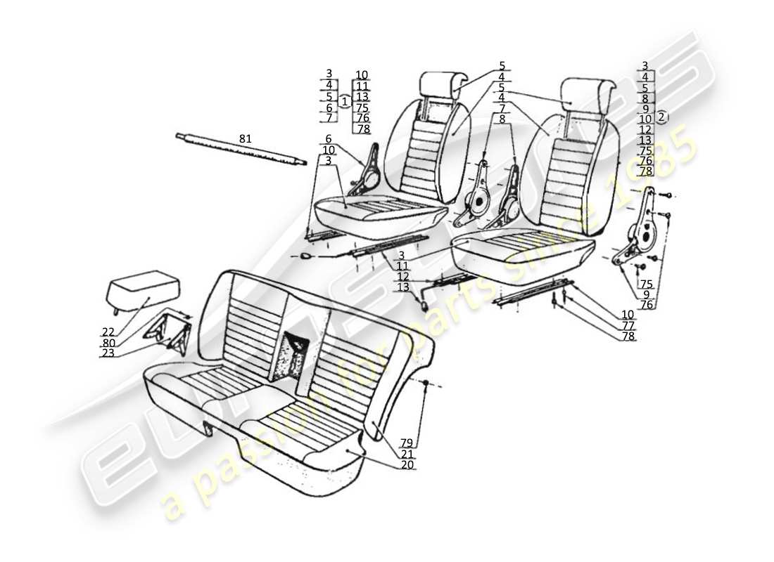 un diagramma delle parti dal catalogo delle parti maserati kyalami