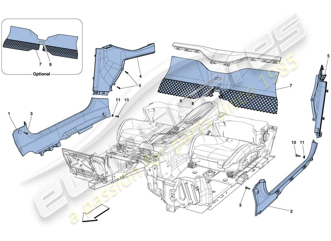 uno schema delle parti dal catalogo delle parti Ferrari F12 Berlinetta (RHD).