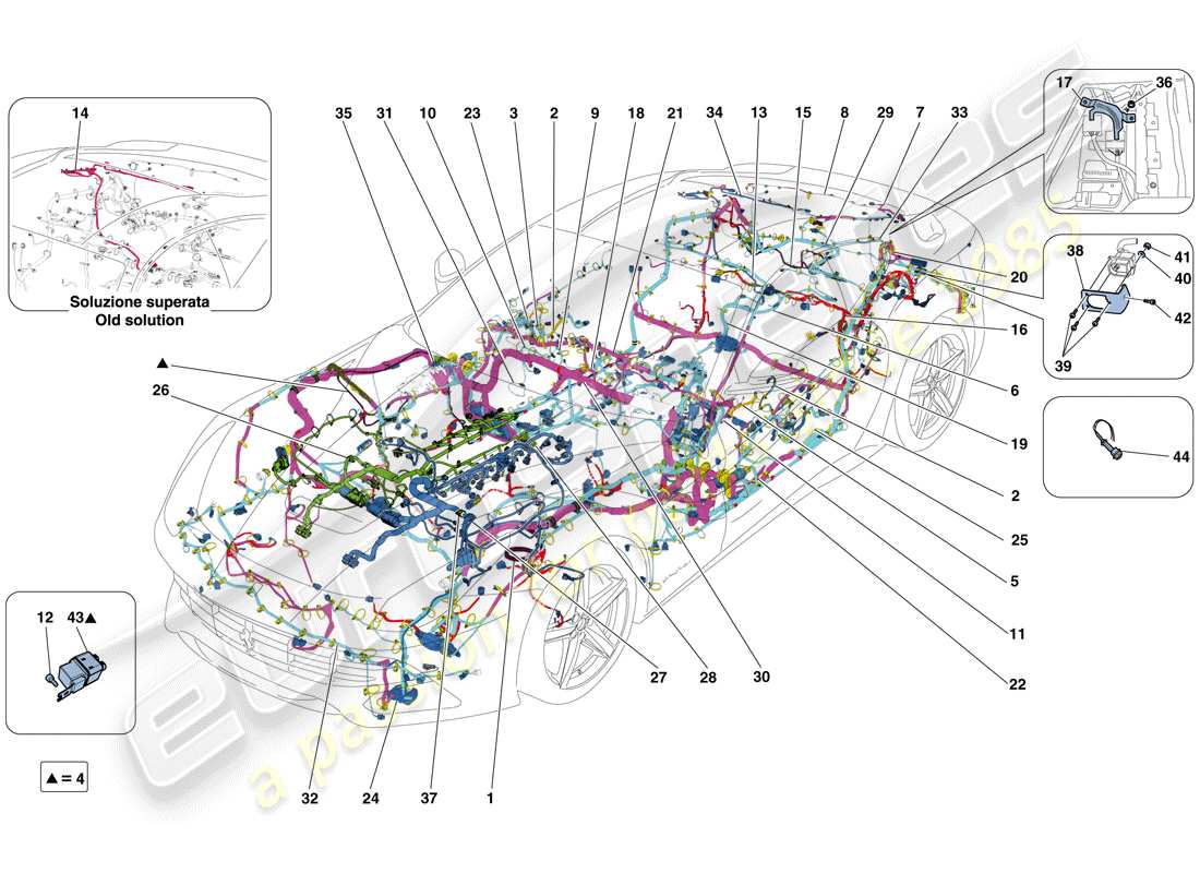 un diagramma delle parti dal catalogo delle parti ferrari f12 berlinetta (rhd)