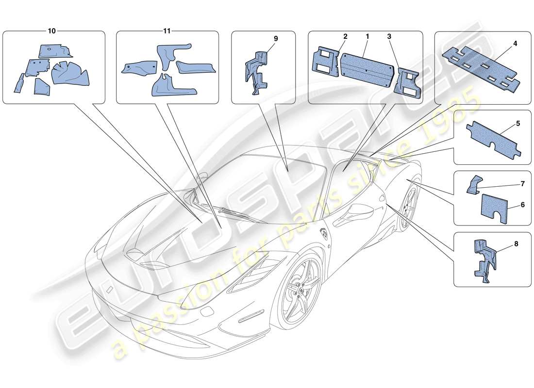 uno schema delle parti dal catalogo delle parti Ferrari 458 Speciale (Europa).