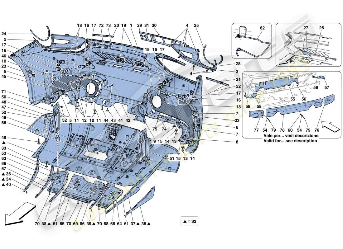 uno schema delle parti dal catalogo delle parti Ferrari 488 GTB (Europa).