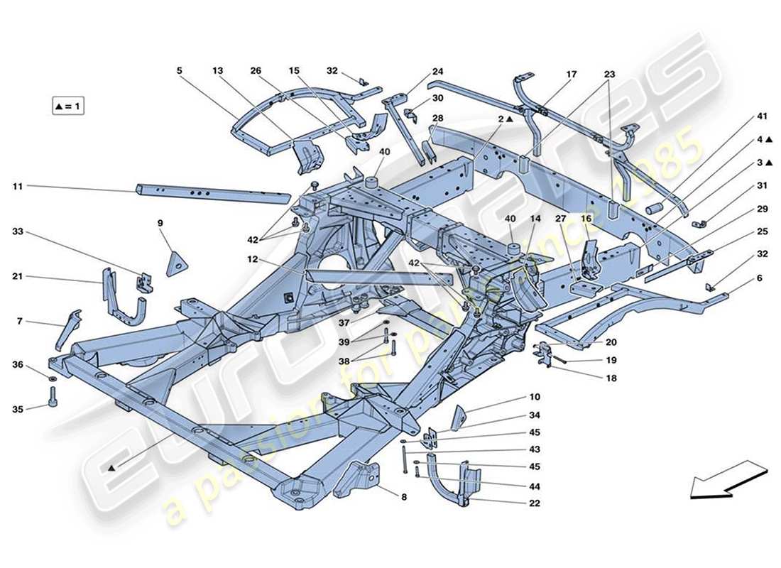 un diagramma delle parti dal catalogo delle parti Ferrari 488 Challenge