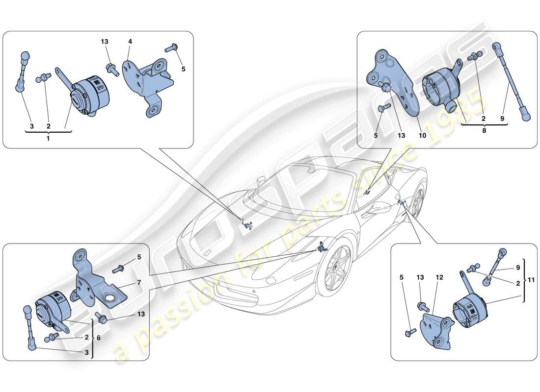 un diagramma delle parti dal catalogo delle parti ferrari 458 italia (usa)