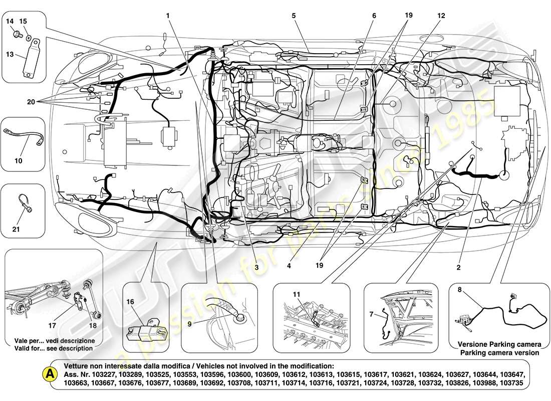 un diagramma delle parti dal catalogo delle parti Ferrari California (USA).
