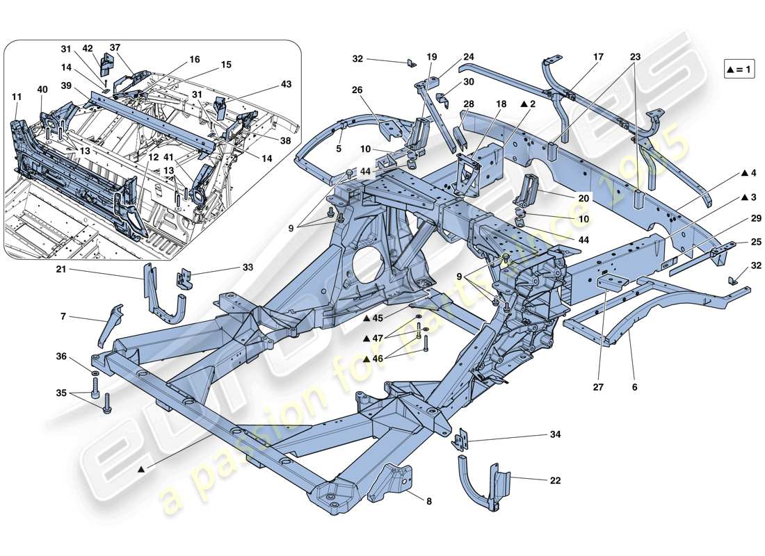 un diagramma delle parti dal catalogo delle parti Ferrari 488 Spider (Europa).