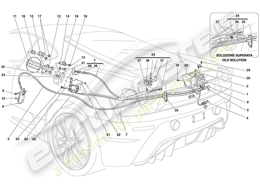 un diagramma delle parti dal catalogo delle parti ferrari f430 scuderia spider 16m (usa)