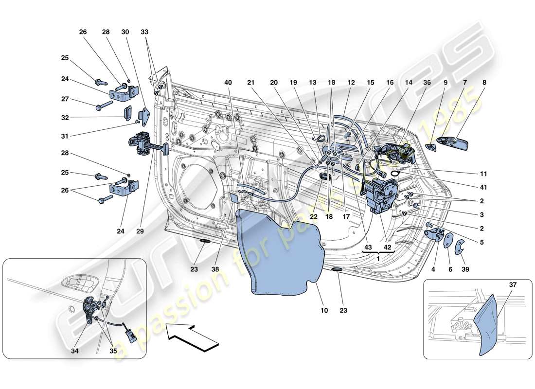 un diagramma delle parti dal catalogo delle parti Ferrari 488 GTB (USA).