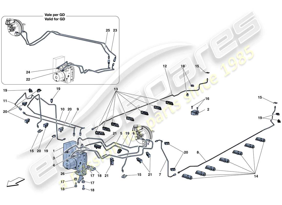 uno schema delle parti dal catalogo delle parti Ferrari California T (Europa).