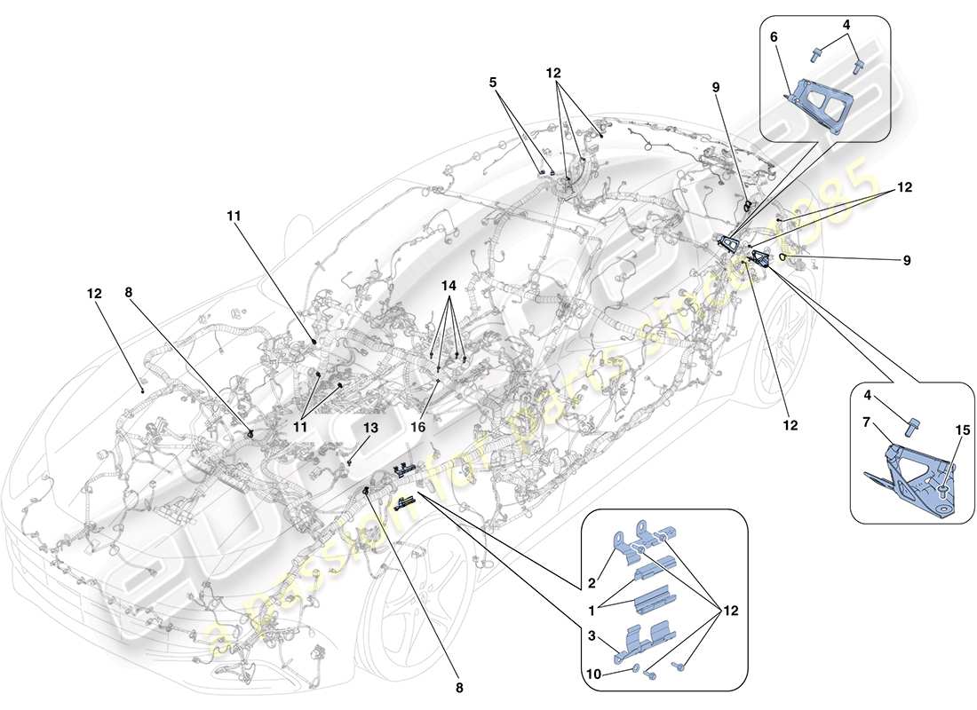 un diagramma delle parti dal catalogo delle parti Ferrari FF (RHD).