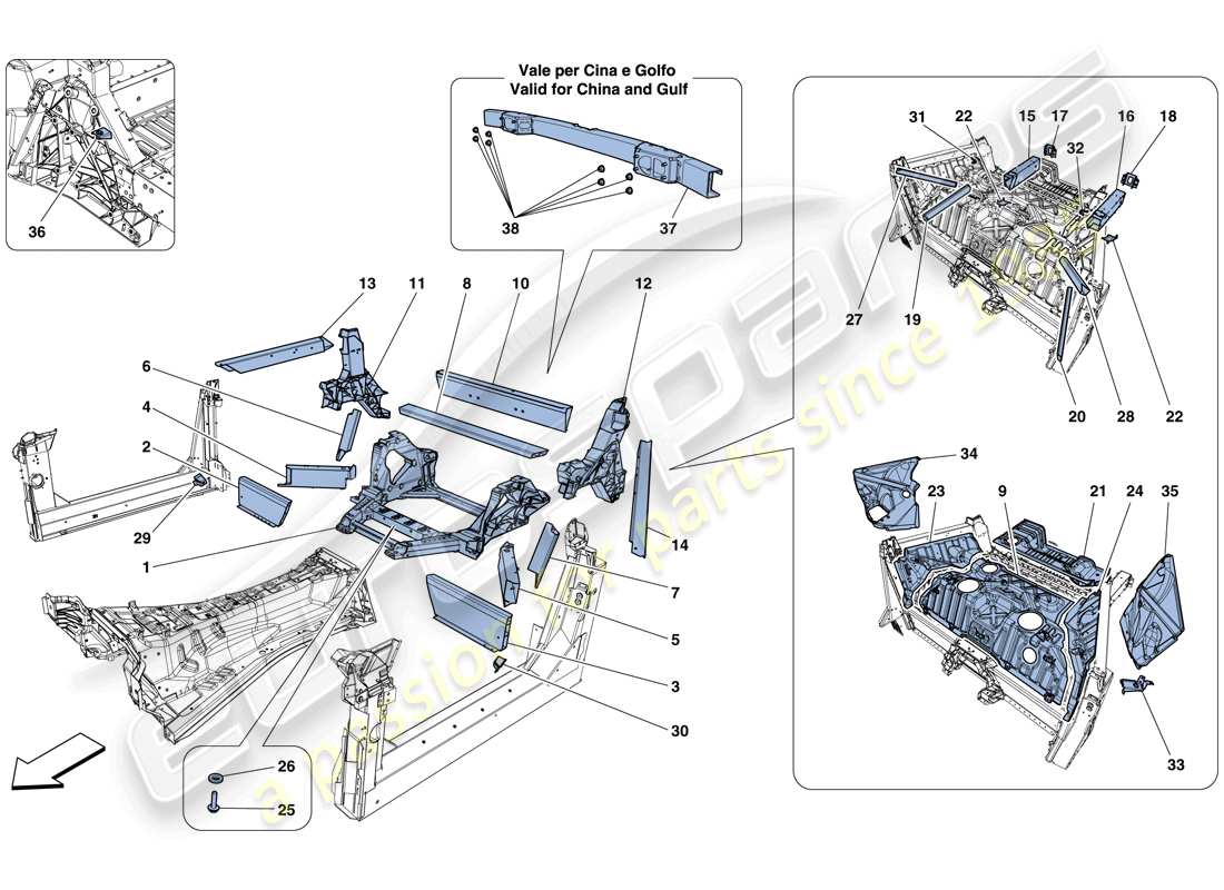 un diagramma delle parti dal catalogo delle parti ferrari f12 berlinetta (usa)