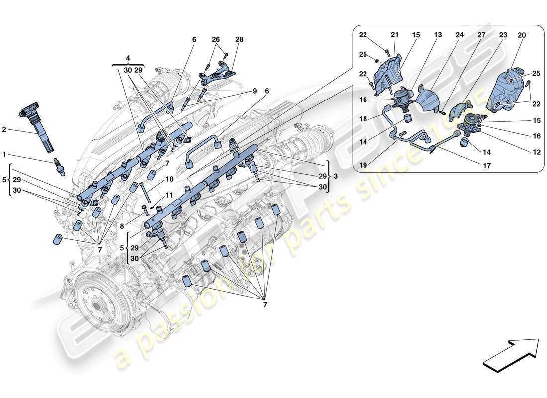 un diagramma delle parti dal catalogo delle parti ferrari f12 berlinetta (usa)