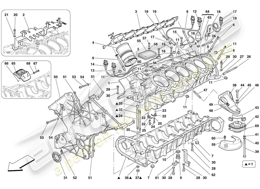 un diagramma delle parti dal catalogo delle parti ferrari 599 gtb fiorano (rhd)