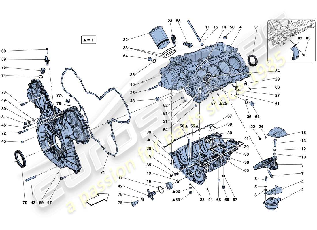 un diagramma delle parti dal catalogo delle parti di Ferrari 488 Spider (USA).
