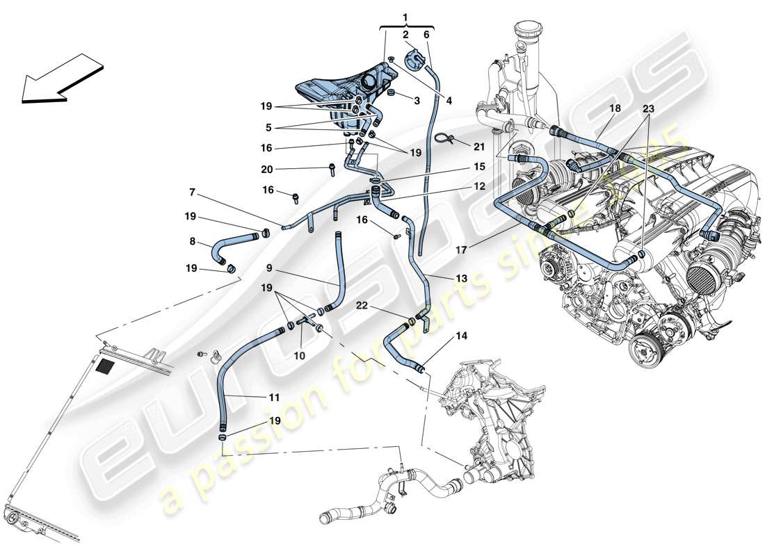 uno schema delle parti dal catalogo delle parti di Ferrari F12 Berlinetta (USA).