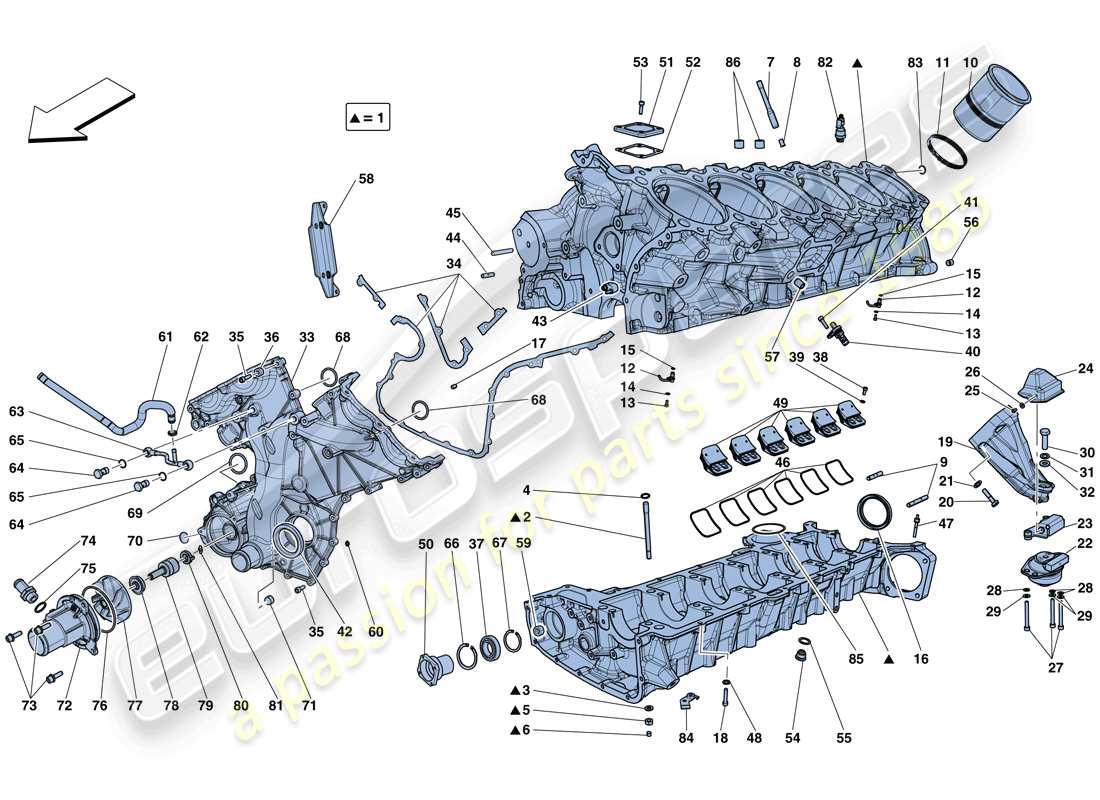 un diagramma delle parti dal catalogo delle parti ferrari f12 berlinetta (rhd)