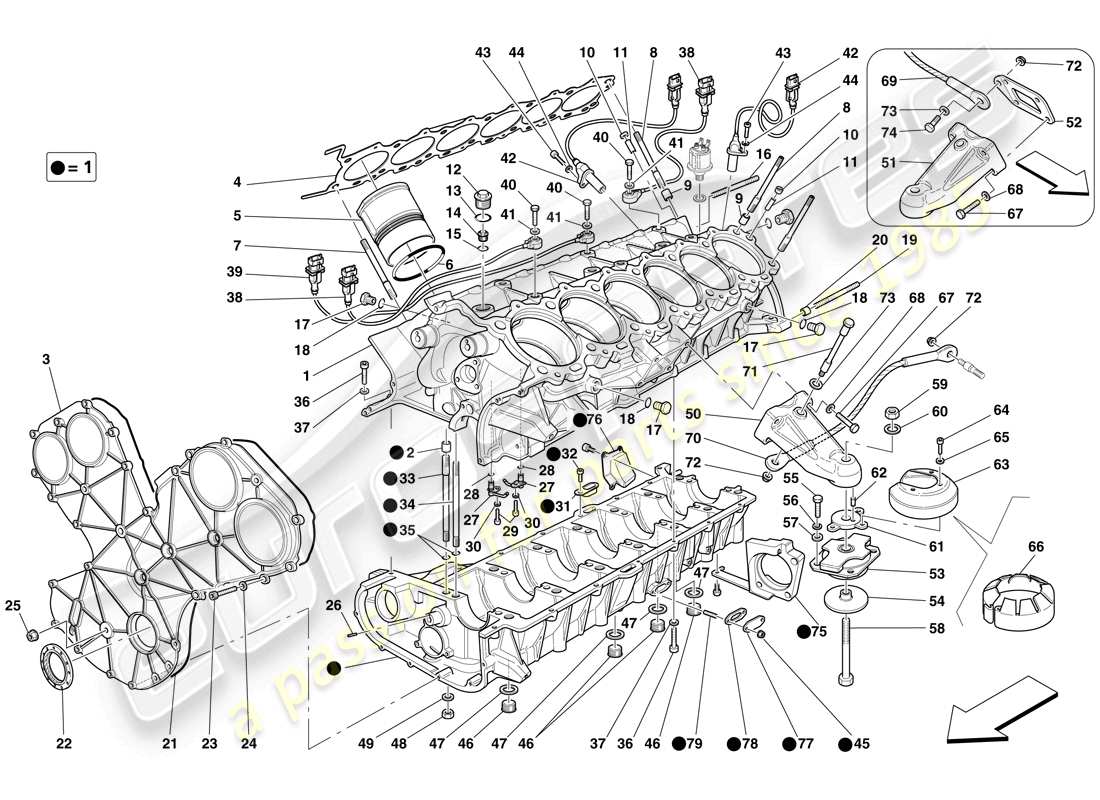 un diagramma delle parti dal catalogo delle parti maserati mc12