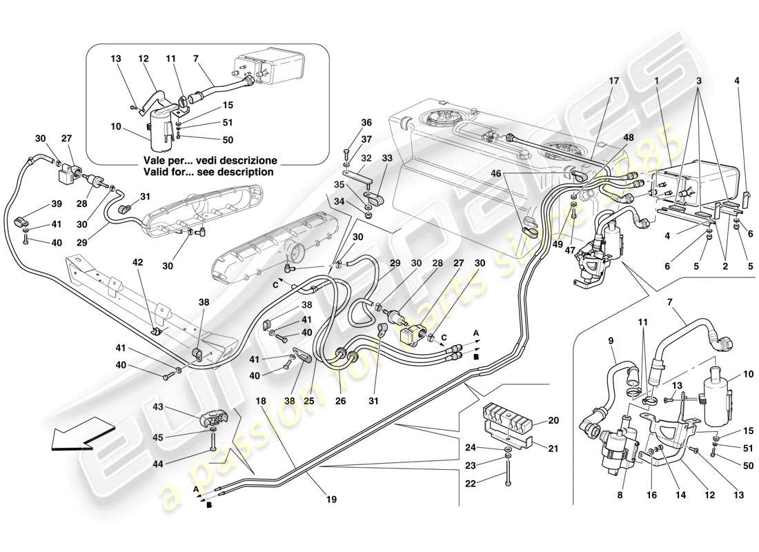 uno schema delle parti dal catalogo delle parti Ferrari 612 Sessanta (Europa).