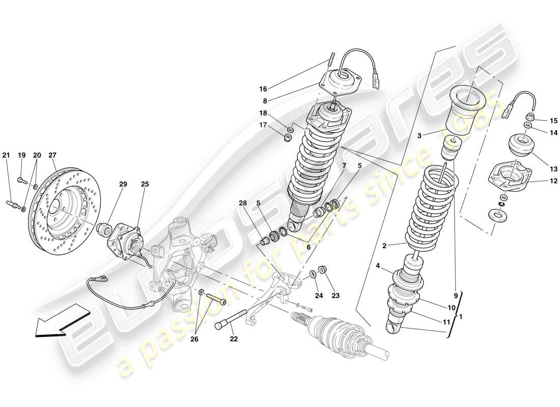un diagramma delle parti dal catalogo delle parti ferrari 612 sessanta (europe)