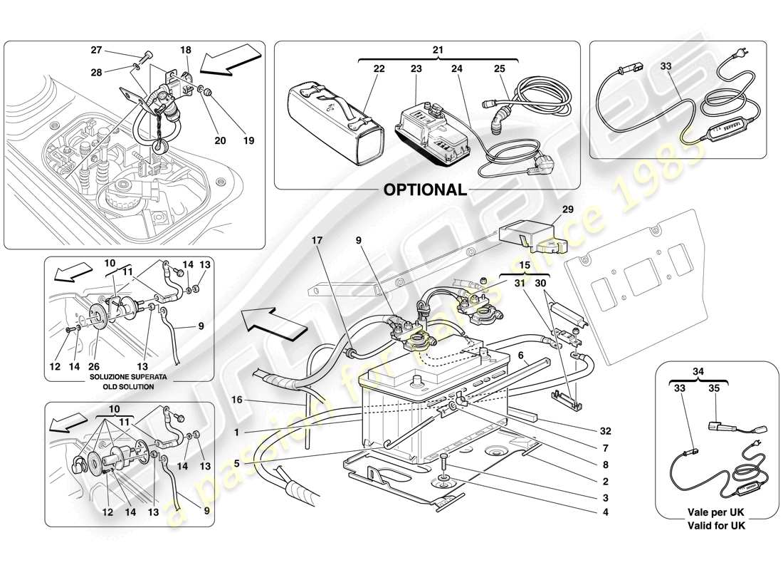 un diagramma delle parti dal catalogo delle parti ferrari f430 spider (rhd)
