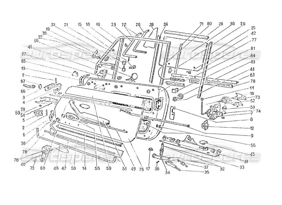 uno schema delle parti dal catalogo delle parti Ferrari 365 GT 2+2 (Carrozzerie).