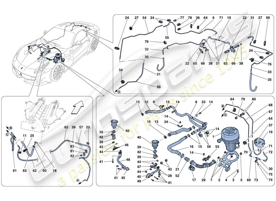 un diagramma delle parti dal catalogo delle parti ferrari f12 tdf (europe)