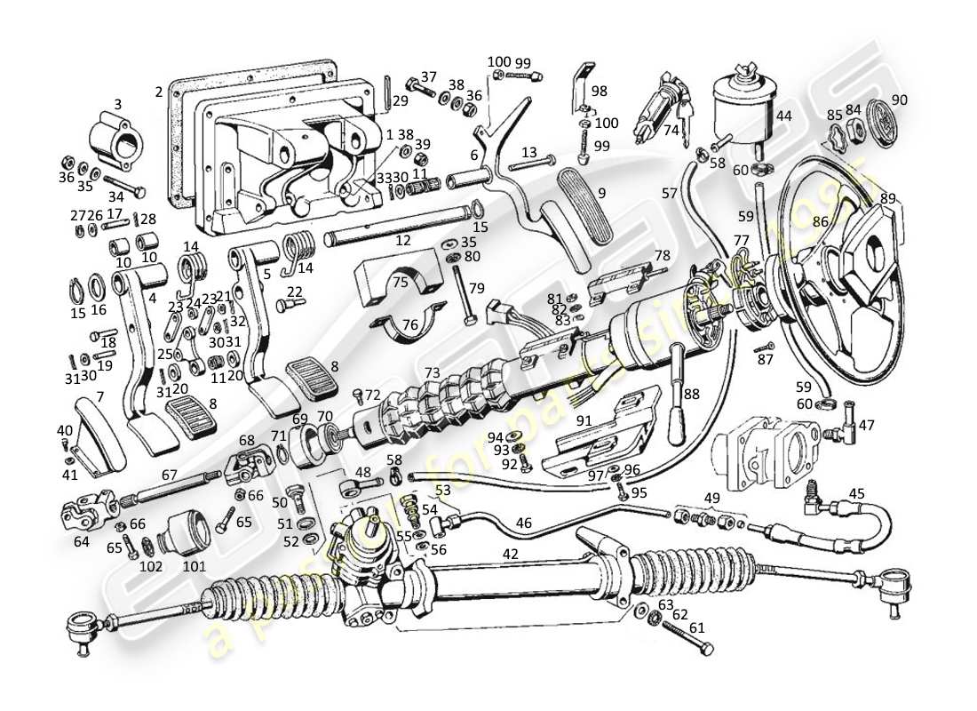 un diagramma delle parti dal catalogo delle parti maserati kyalami