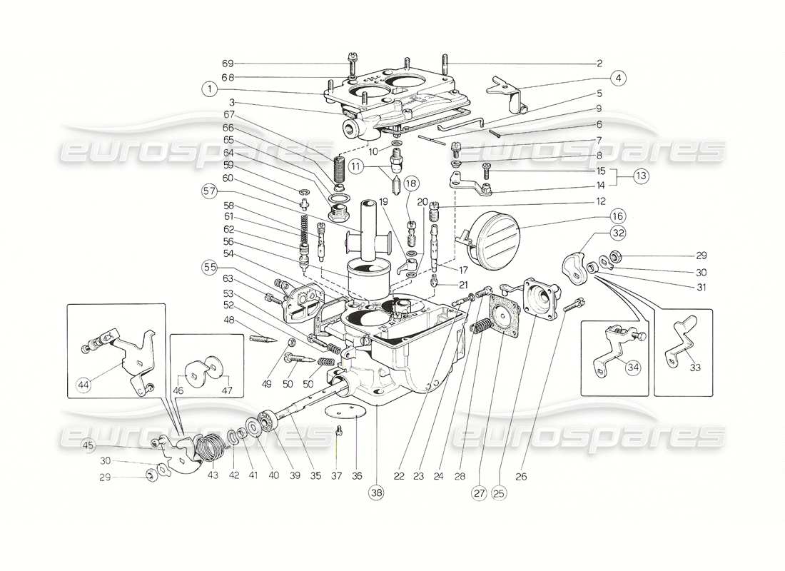 uno schema delle parti dal catalogo delle parti Ferrari 308 GT4 Dino (1976)