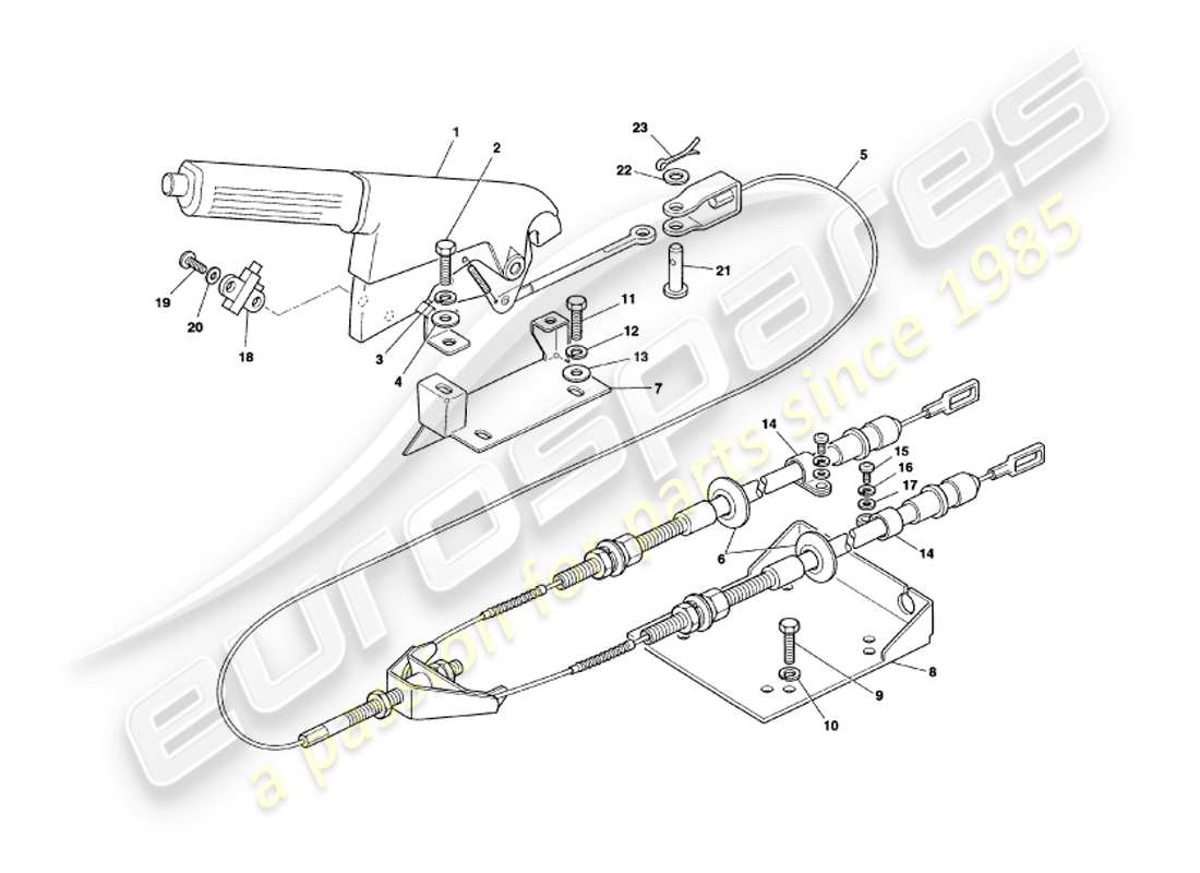 aston martin v8 coupe (1999) freni a mano diagramma delle parti