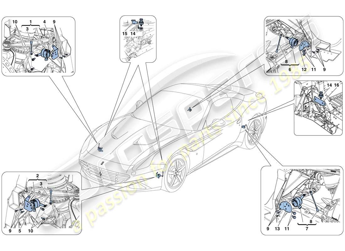 ferrari california t (rhd) gestione elettronica (sospensione) diagramma delle parti
